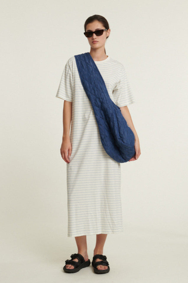 Basic Apparel Raja Striped Dress - Quiet Harbor/Whisper White
