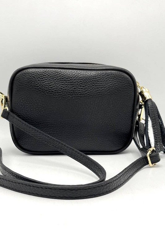Amalfi Leather Shoulder Bag – Black (Made in Italy)