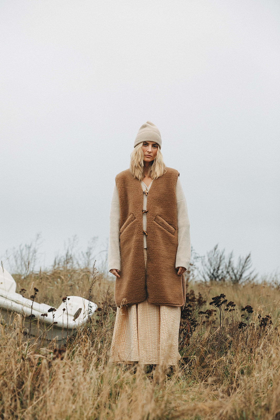 Sloane Wool Vest Long - Women - Pecan Brown