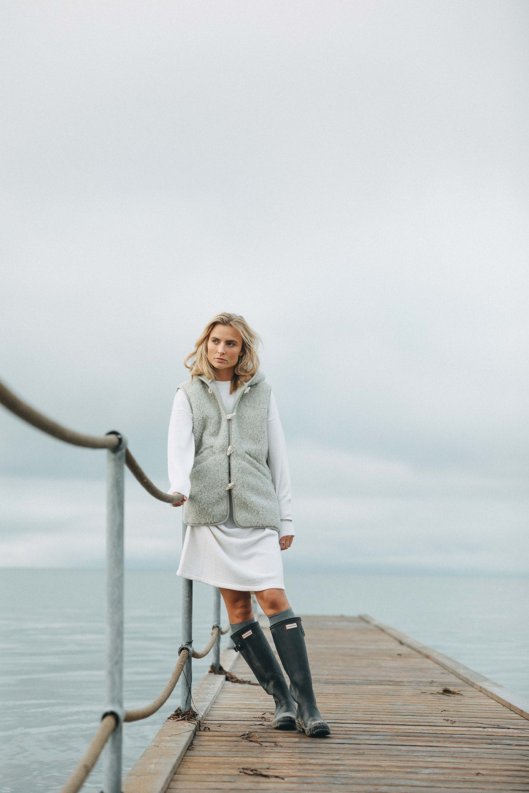 Quinn Hooded Wool Vest - Women - Light Grey