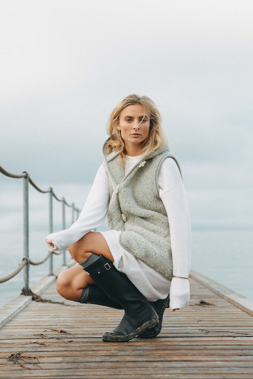Quinn Hooded Wool Vest - Women - Light Grey