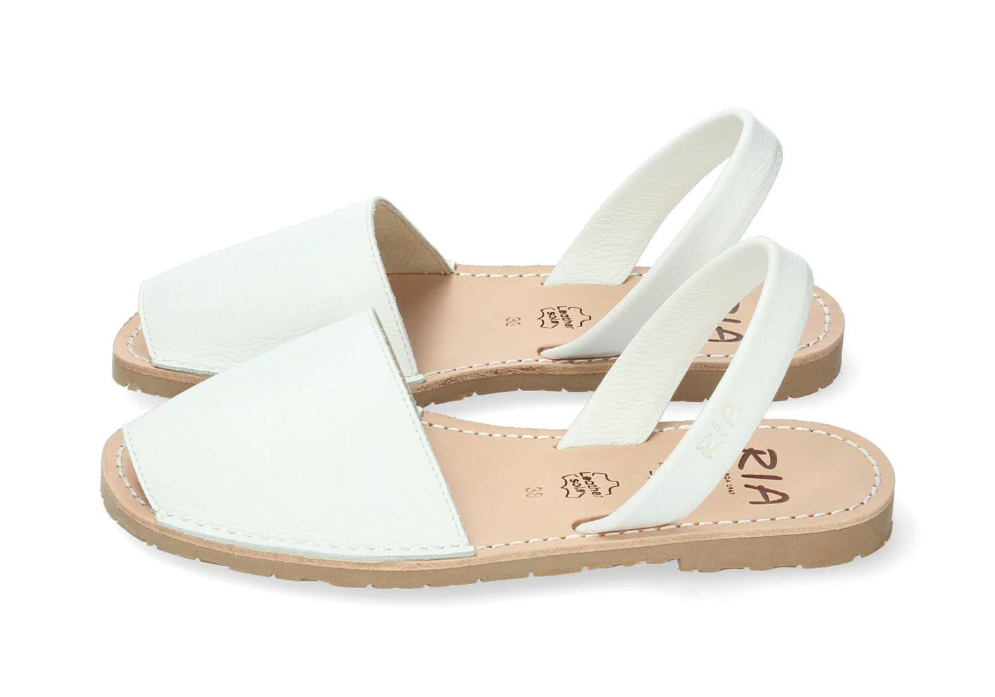 Classic Menorcan Sandal – White Leather (Velvet Blanco) – Size 37