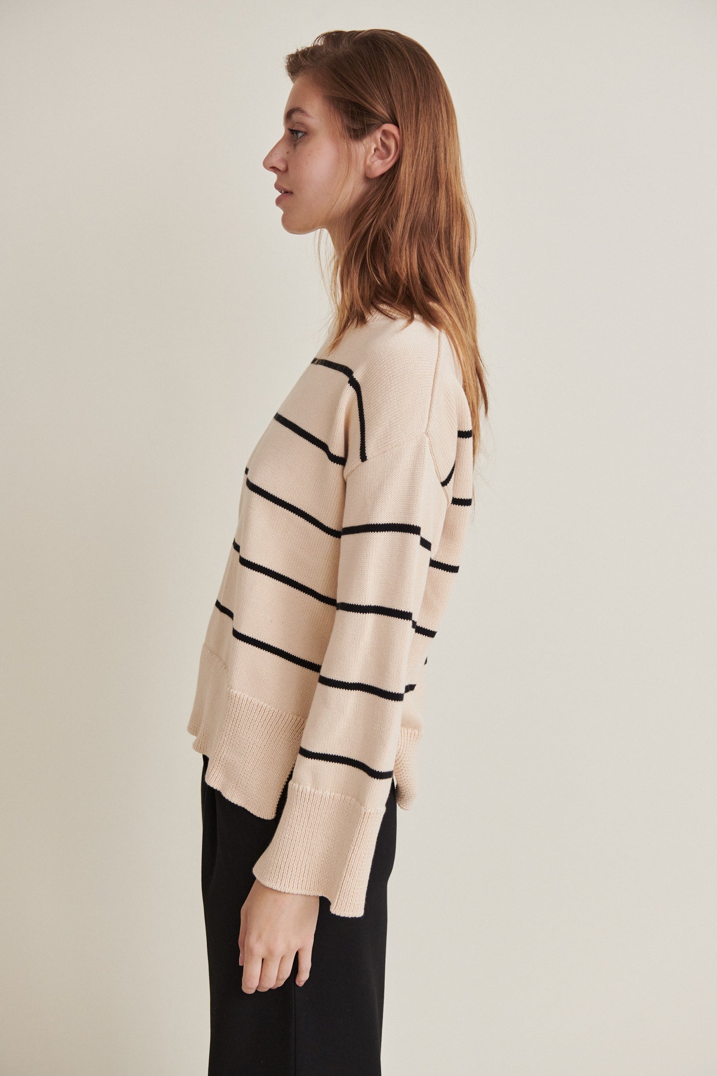 Basic Apparel Winie O-Neck Stripe - Birch/Black