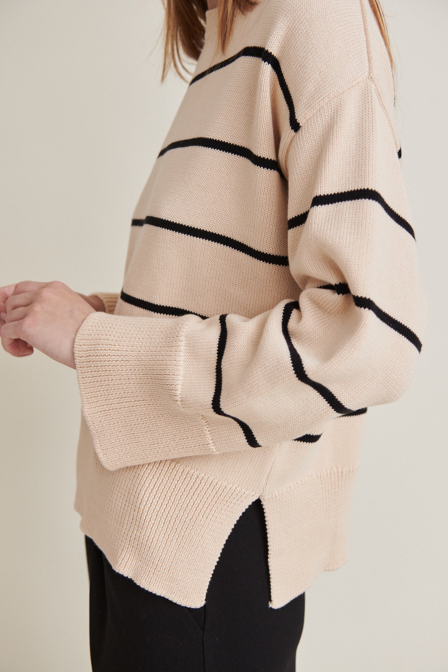 Basic Apparel Winie O-Neck Stripe - Birch/Black