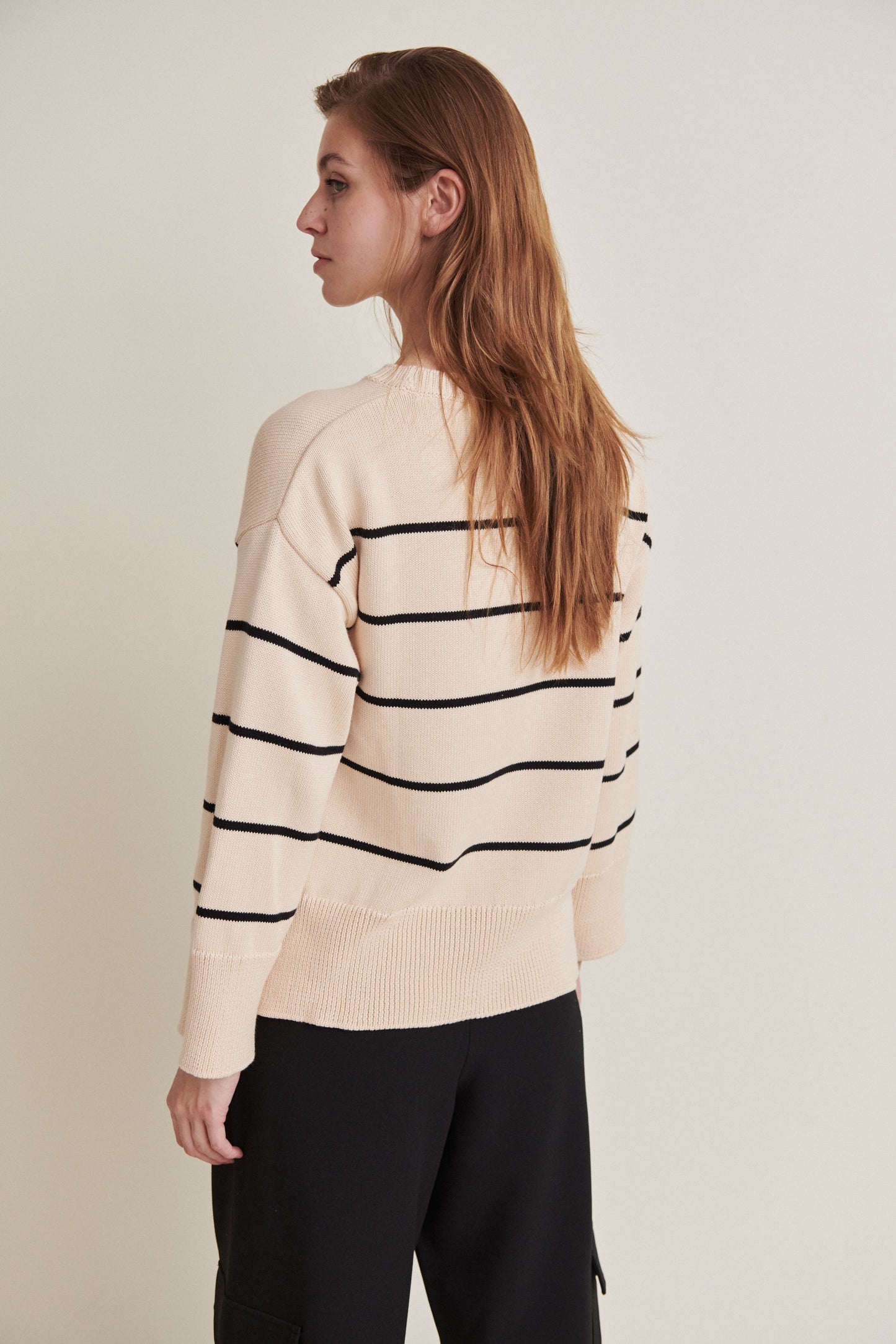 Basic Apparel Winie O-Neck Stripe - Birch/Black