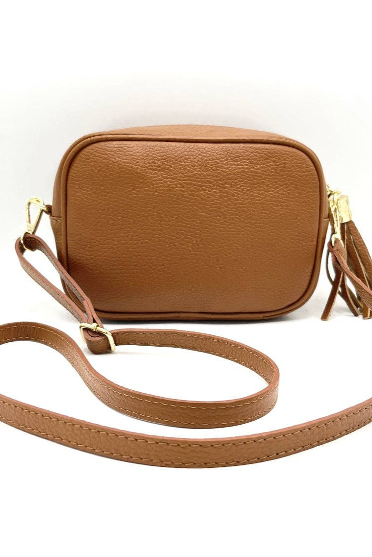 Genuine leather shoulder bag, made in Italy, art. 112437: Camel 