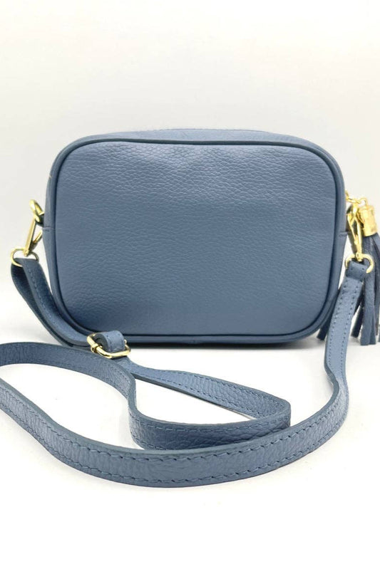 Amalfi Leather Shoulder Bag – Light Blue (Made in Italy)