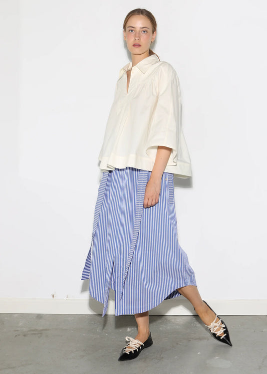Coéme Soames Deadstock Cotton Skirt - Blue Stripe