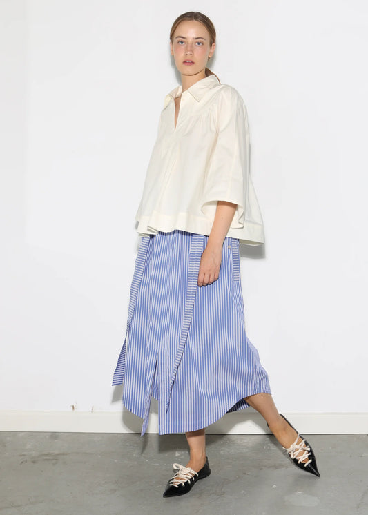 Coéme Soames Deadstock Cotton Skirt - Blue Stripe