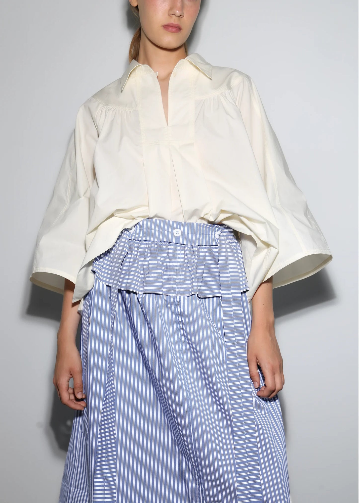Coéme Soames Deadstock Cotton Skirt - Blue Stripe