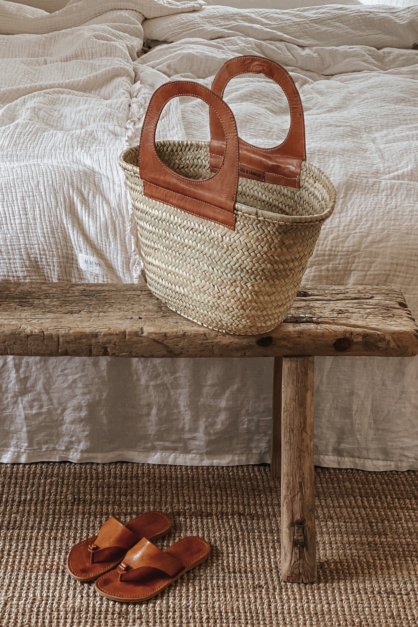 Lana Cutout Leather Basket Bag - Camel Brown