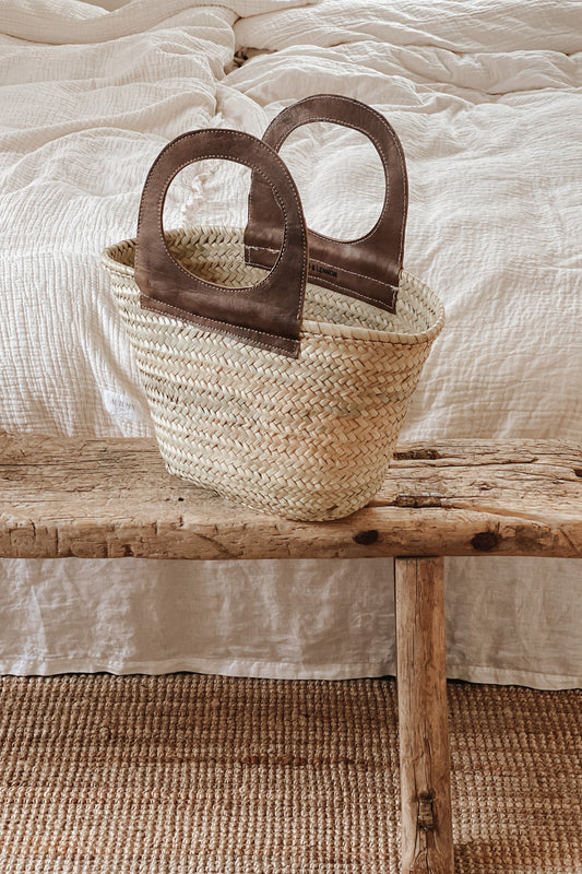 Lana Cutout Leather Basket Bag - Chocolate Brown