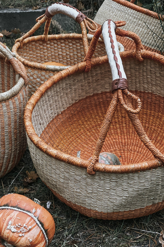 Harvest Basket - Large - Pumpkin/Natural