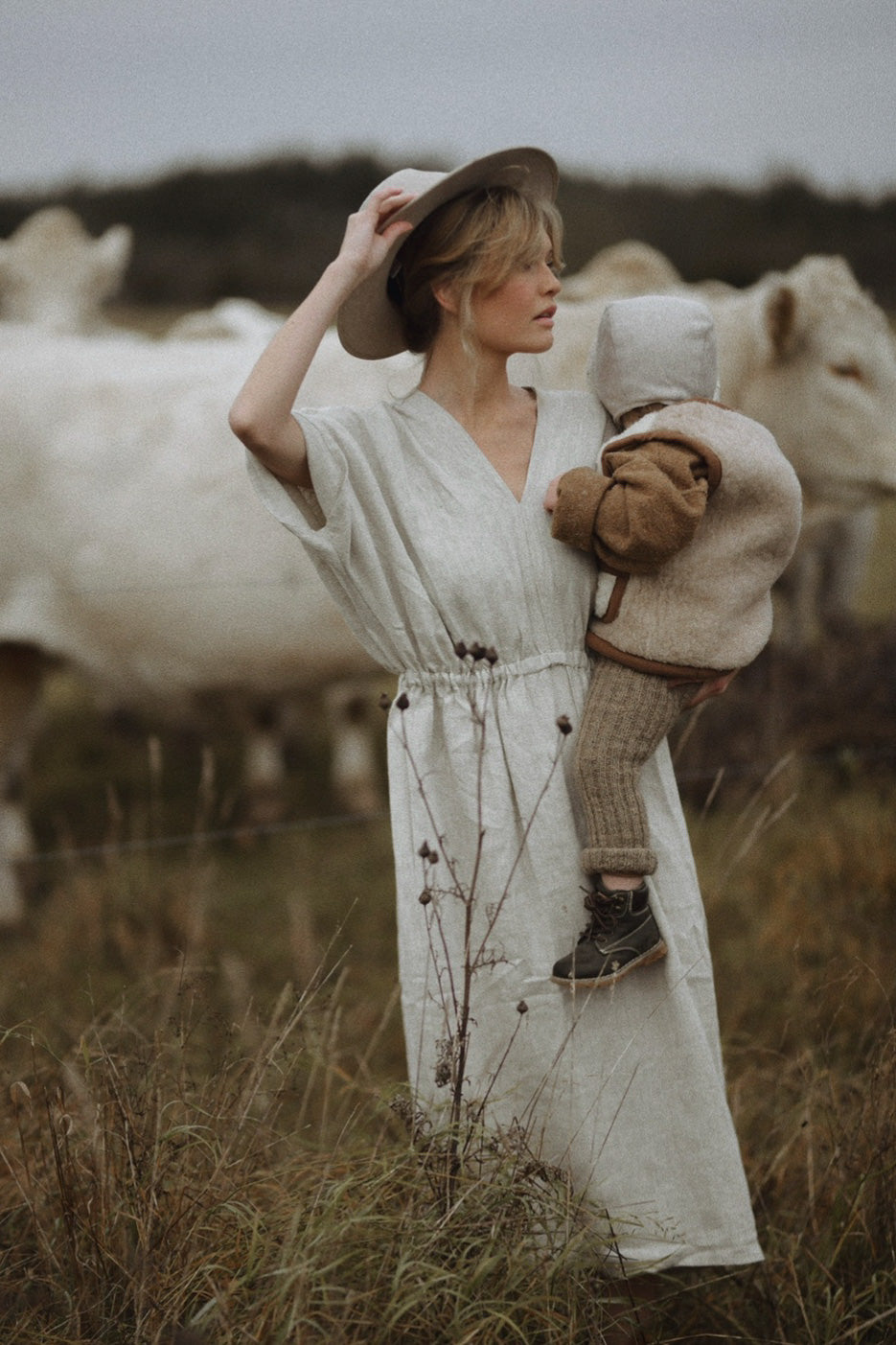 Evangeline Linen Kimono Dress - Natural  LEO & LENNON
