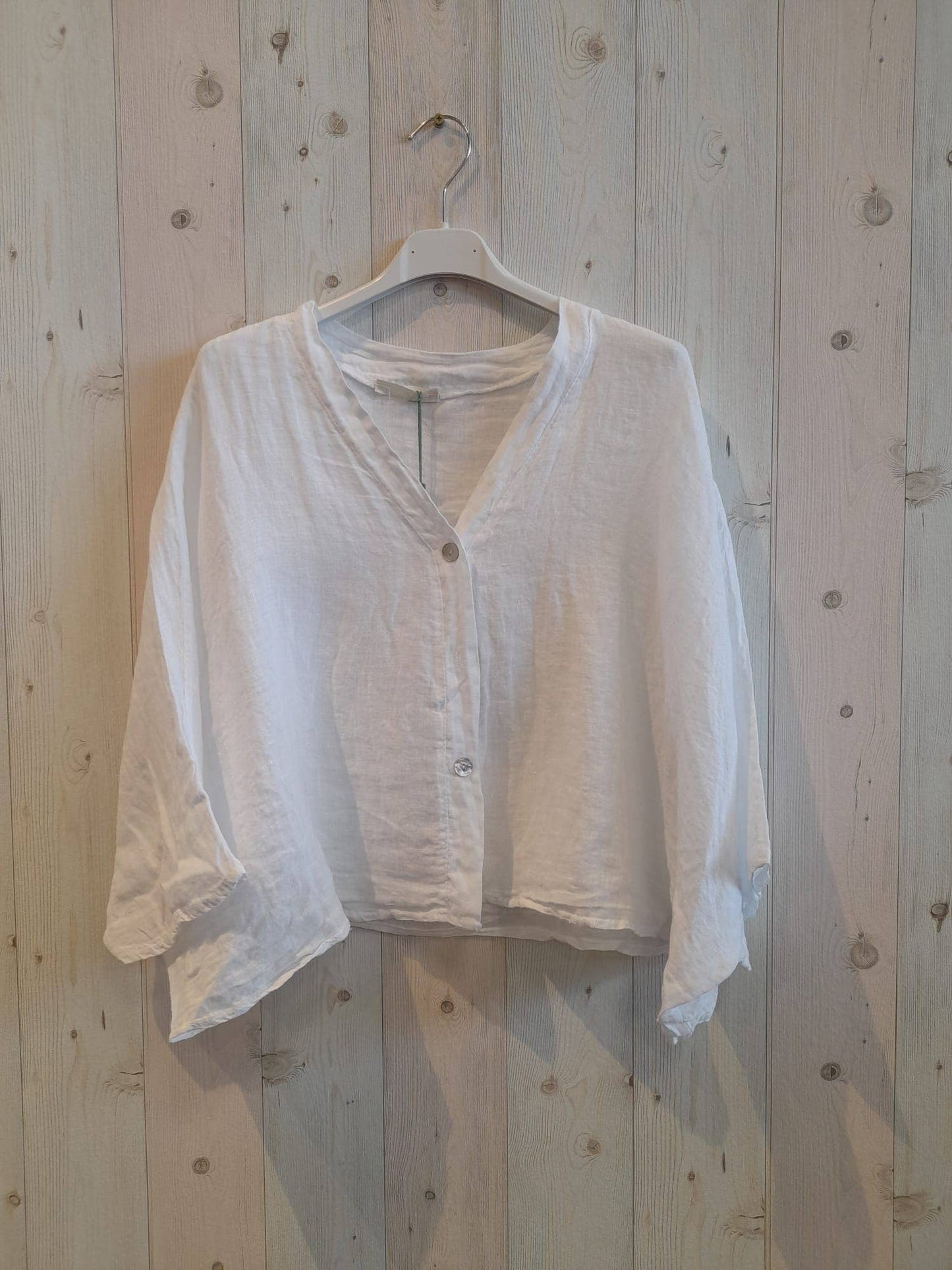 REF 11870 SHORT ELBOW SLEEVE BLOUSE 100% LINEN: BLANK