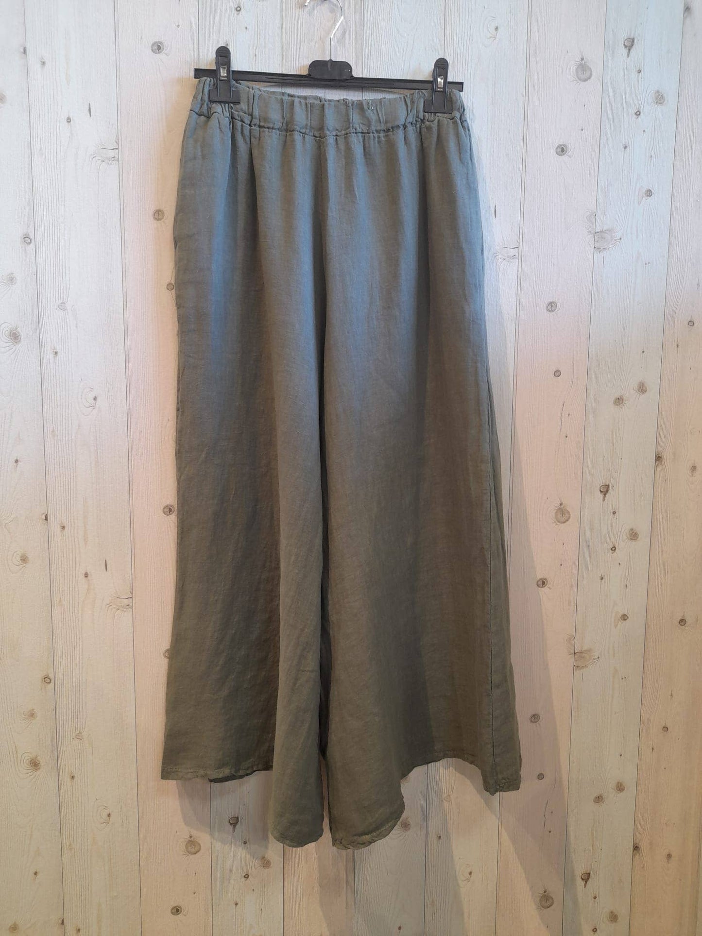 REF 6272 WIDE LEG MIDI PANTS 100% LINEN: BLANK