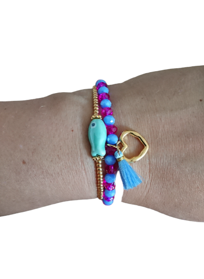 Facet Charm bracelet: Purple/Mint