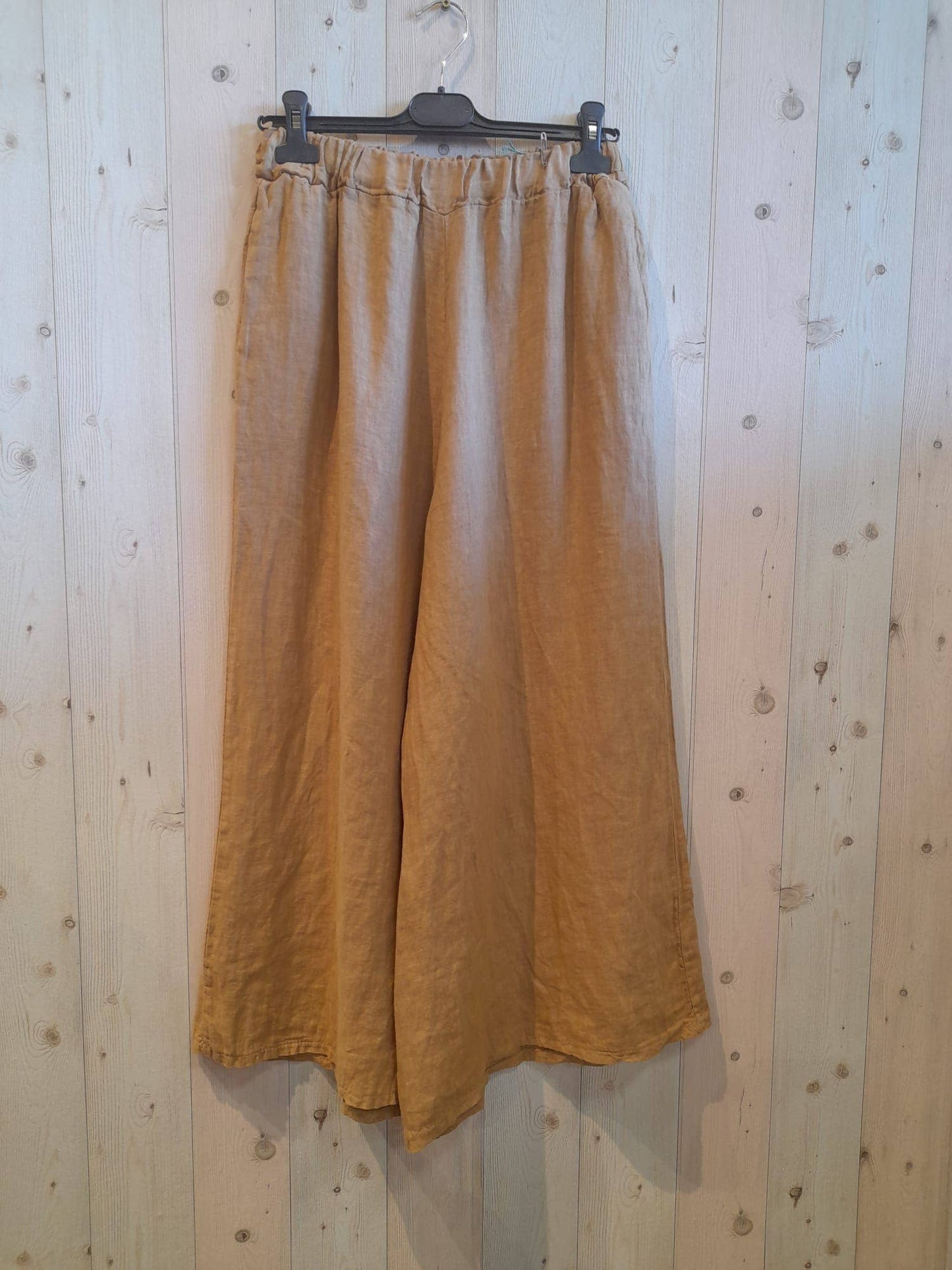 REF 6272 WIDE LEG MIDI PANTS 100% LINEN: BLANK