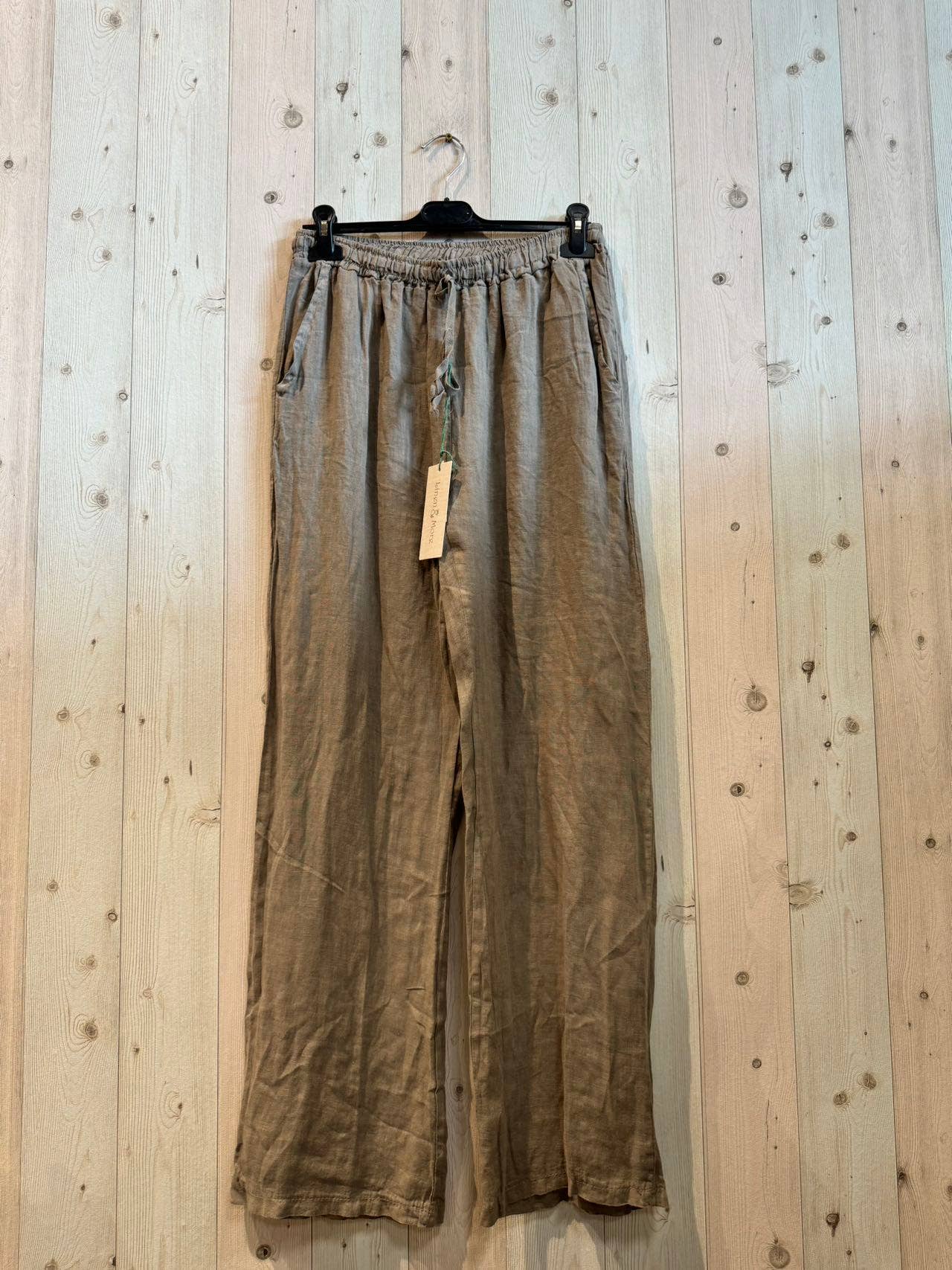 REF 30132 BASIC STRAIGHT LEG PANTS 100% LINEN: BLANK