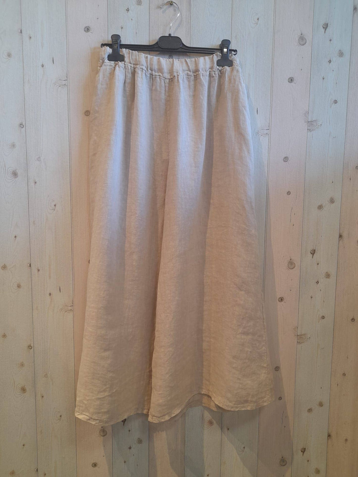 REF 6272 WIDE LEG MIDI PANTS 100% LINEN: BLANK