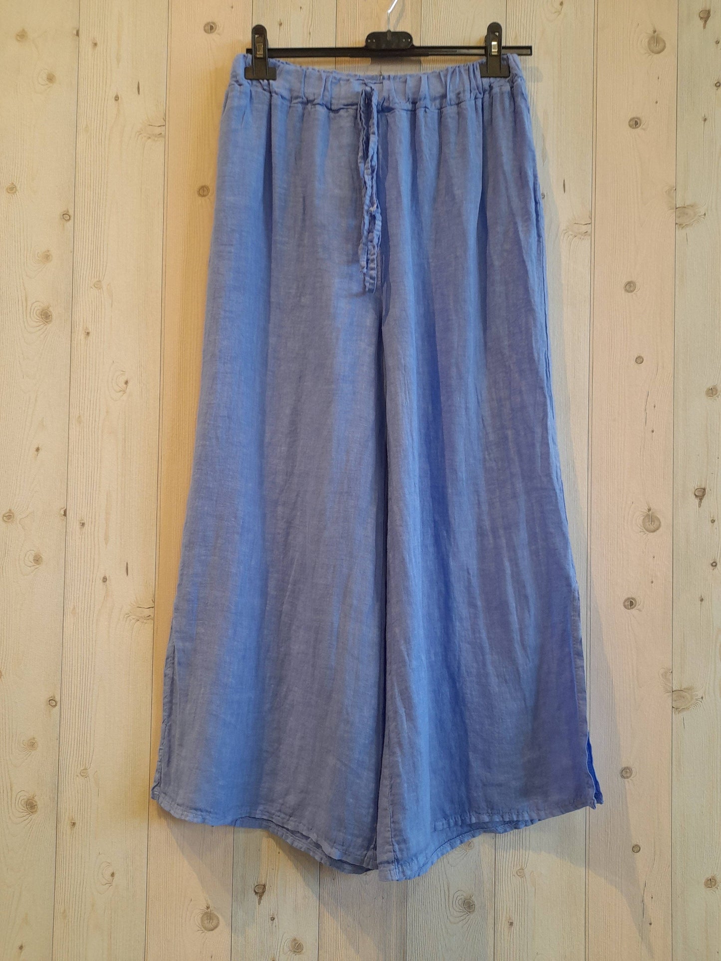 REF 6380 100% LINEN PANTS: BLUE