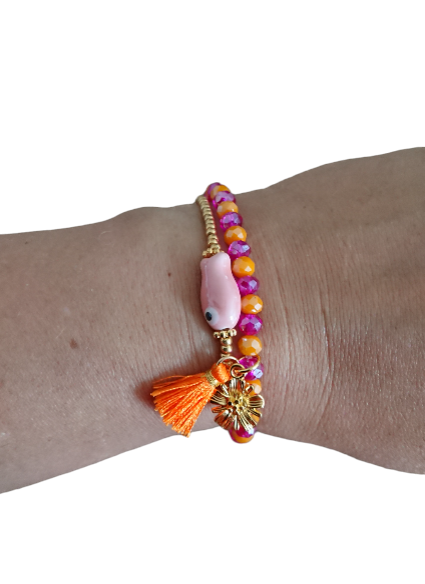 Facet Charm bracelet: Orange/Pink