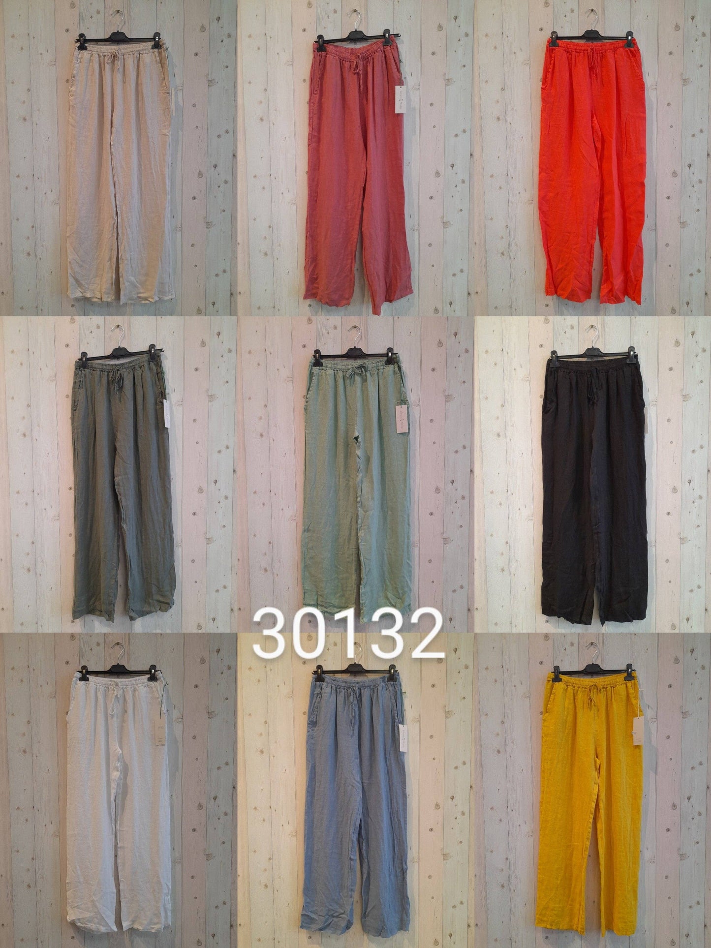 REF 30132 BASIC STRAIGHT LEG PANTS 100% LINEN: BLANK