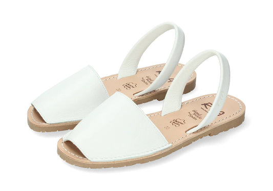 Classic Menorcan Sandal – White Leather (Velvet Blanco) – Size 38
