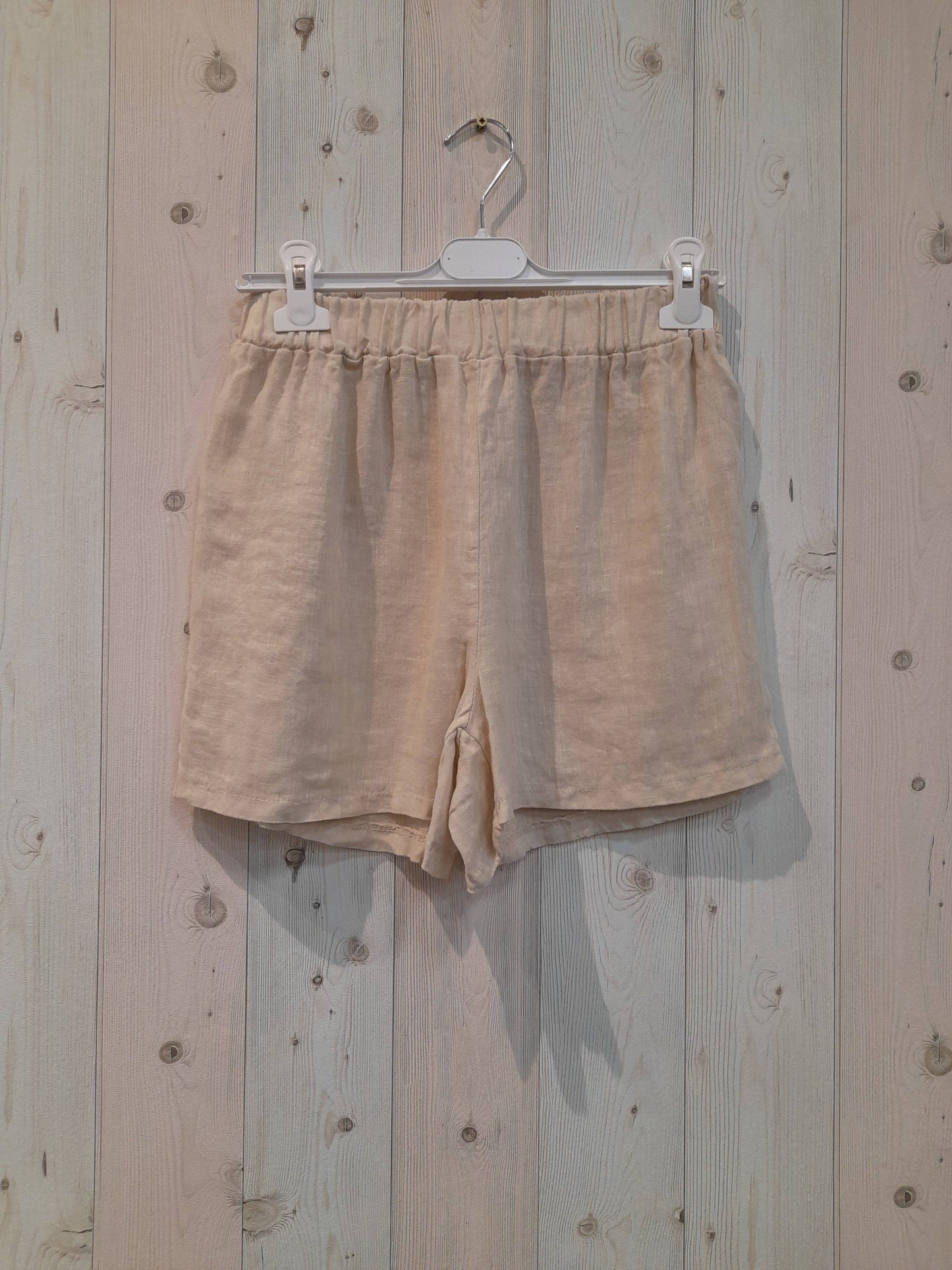 REF 24064 100% LINEN SHORTS: BEIGE