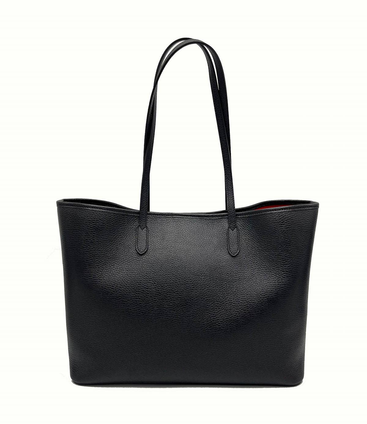 Genuine leather shopping bag, art.112418: Black