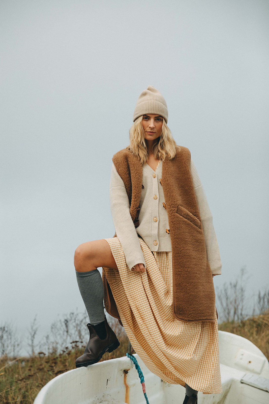 Sloane Wool Vest Long - Women - Pecan Brown