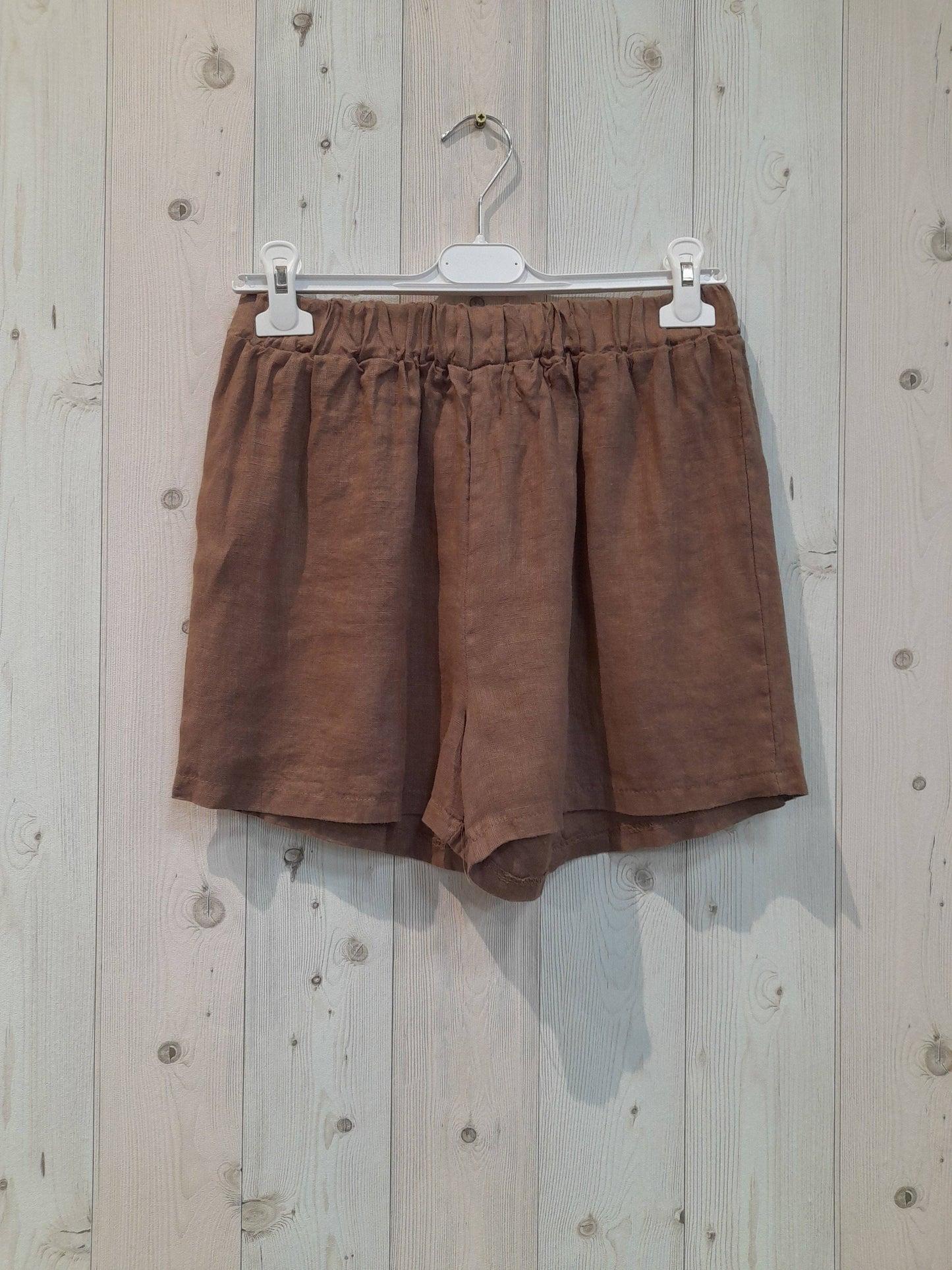 REF 24064 100% LINEN SHORTS: BEIGE