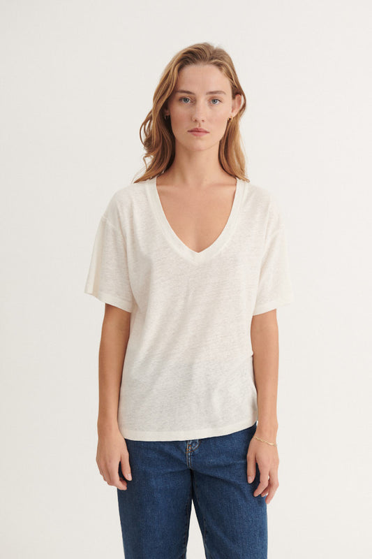 Basic Apparel Ryda V-Neck Tee - Off White