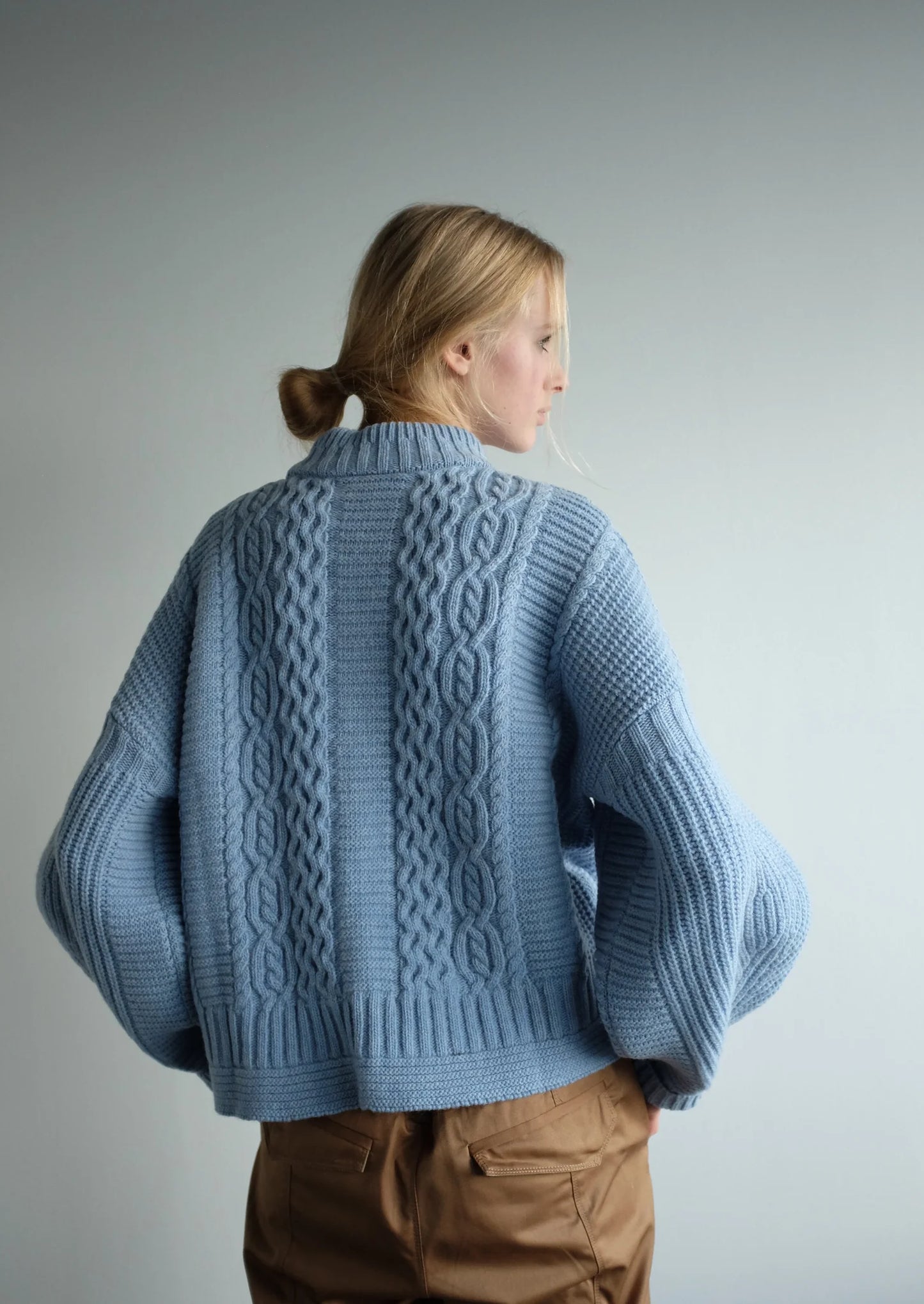 Cora Mono Wool Pullover - Light Blue Melange