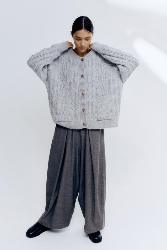 Cordera Ecowool Cable Cardigan - Silver Grey