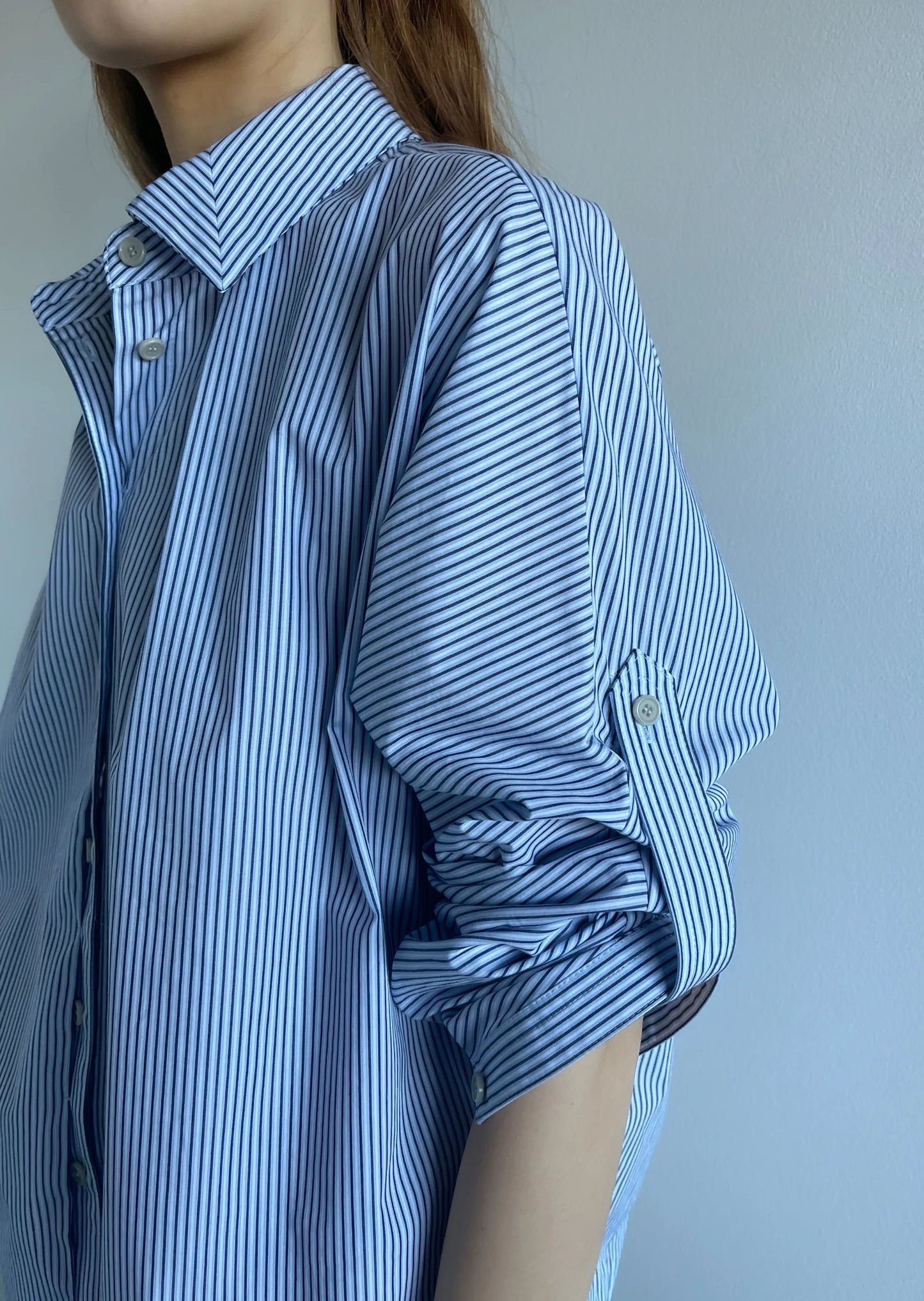 Coéme Shelley Deadstock Cotton Shirt - Blue Stripe