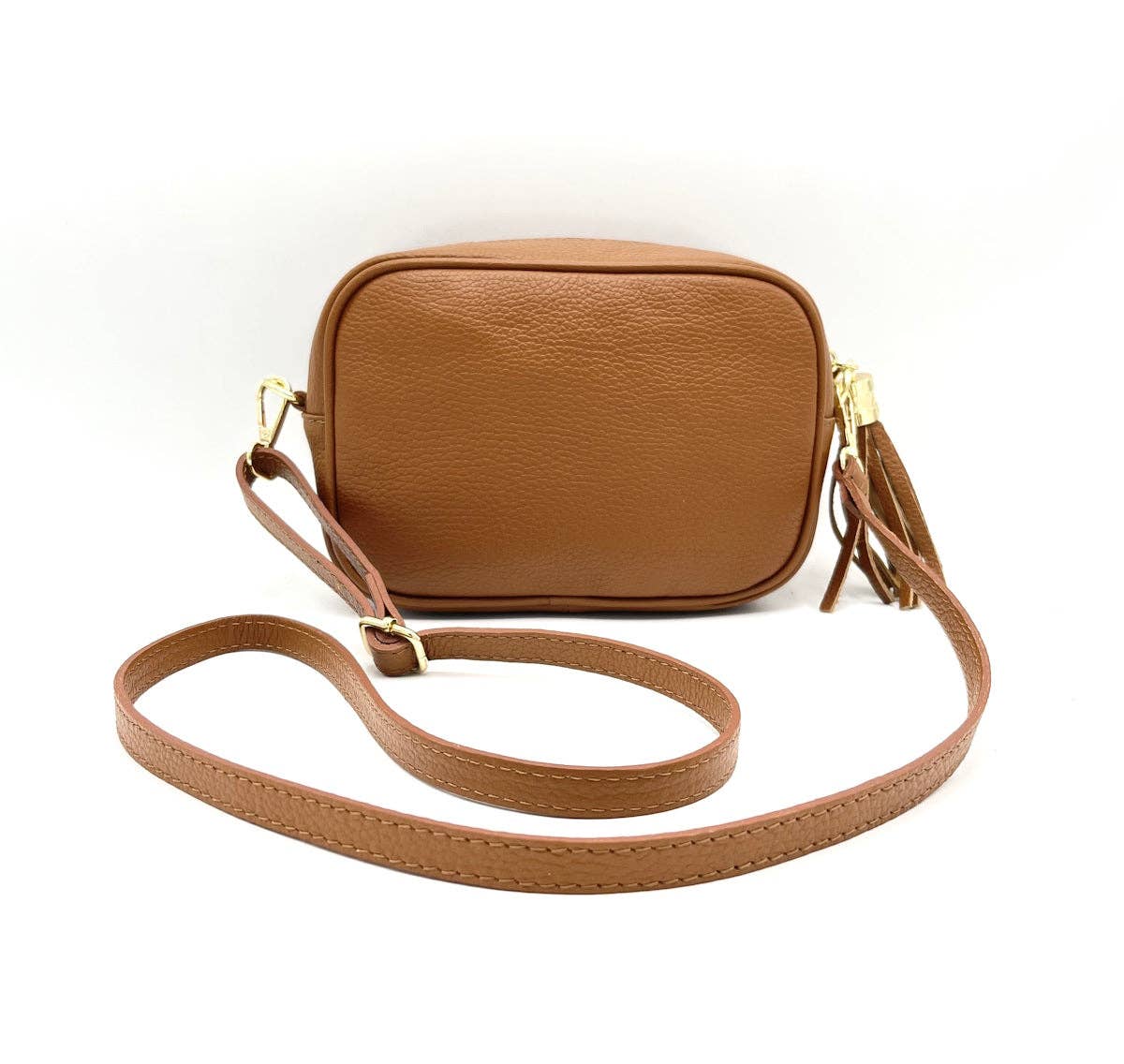 Genuine leather shoulder bag, made in Italy, art. 112437: Camel