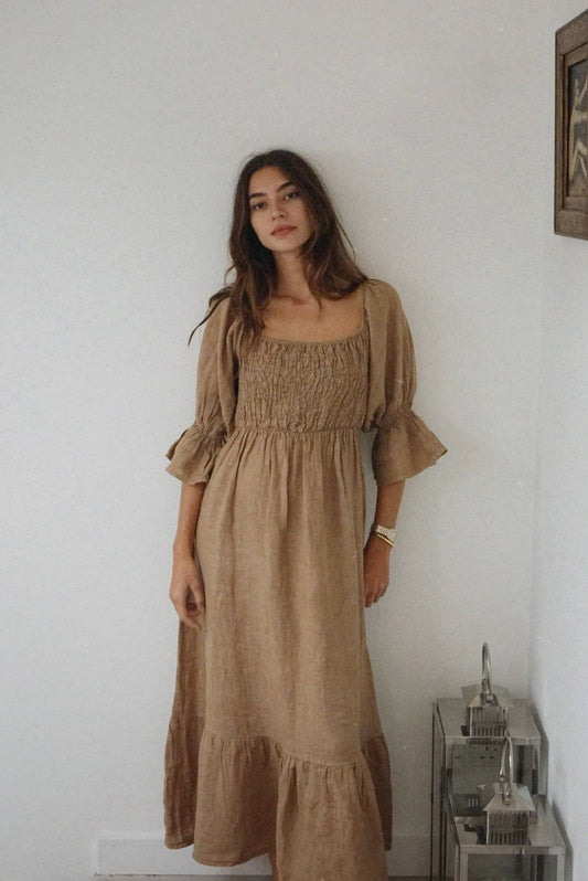 The Deia Linen Dress - Rye