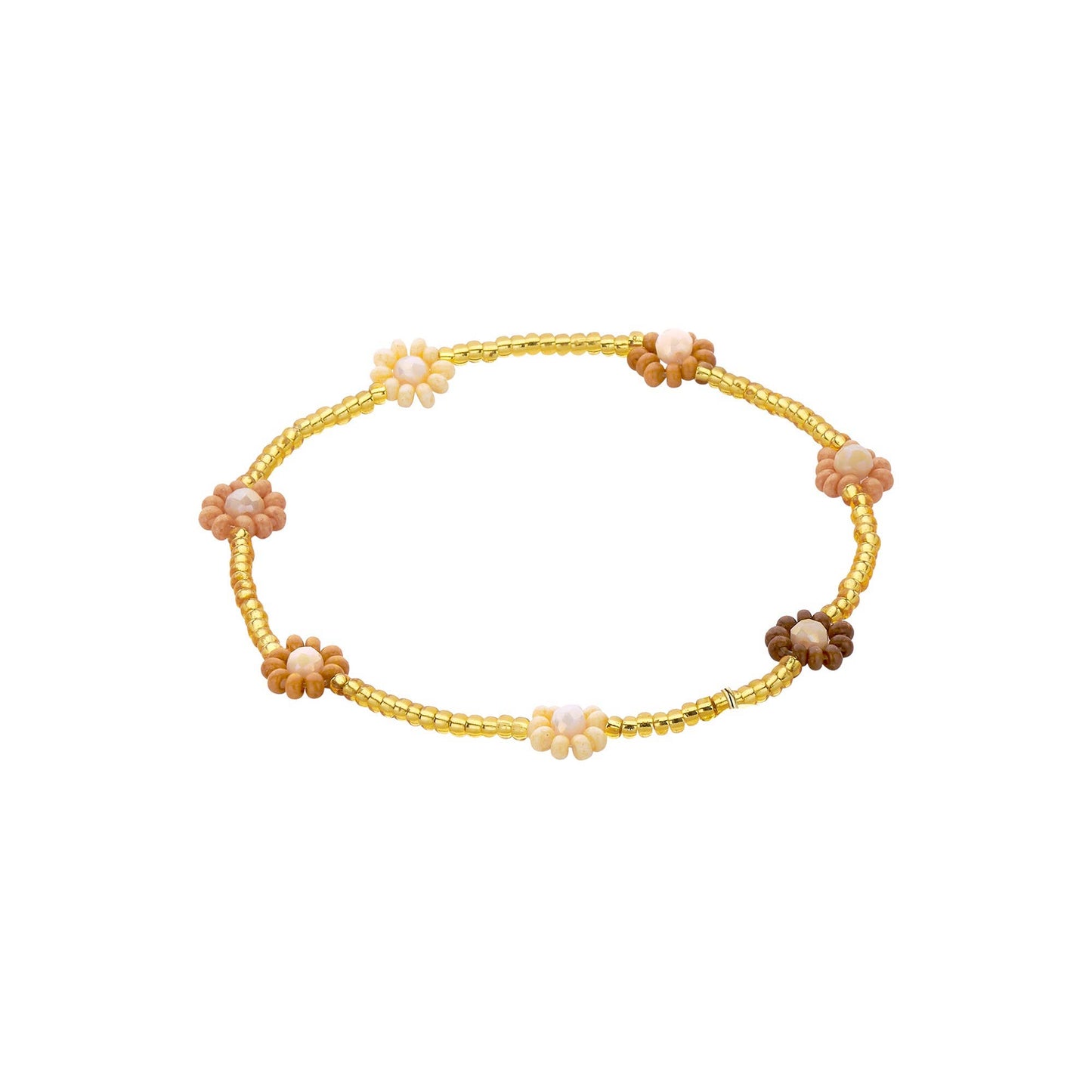 Miyuki Flower Bracelet: Beige