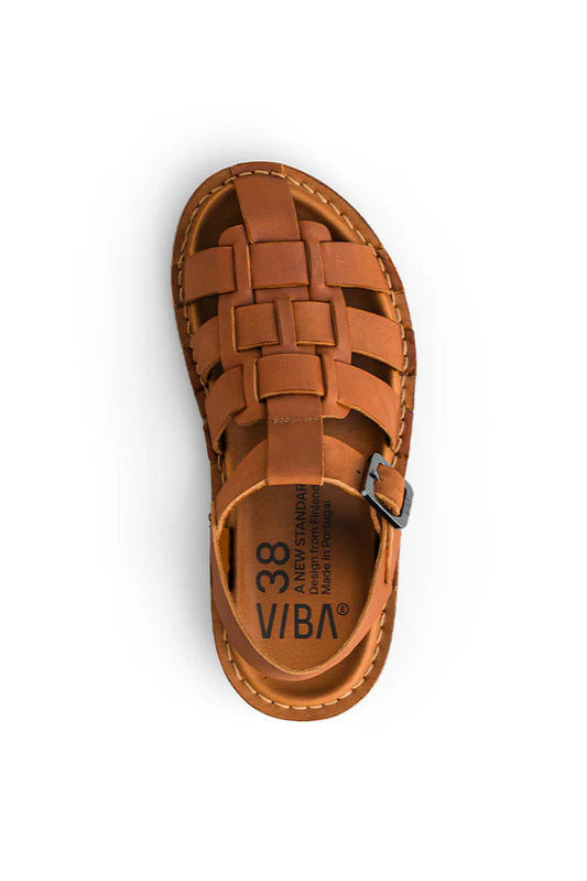 VIBAe Capri Leather Sandal - Cognac Brown