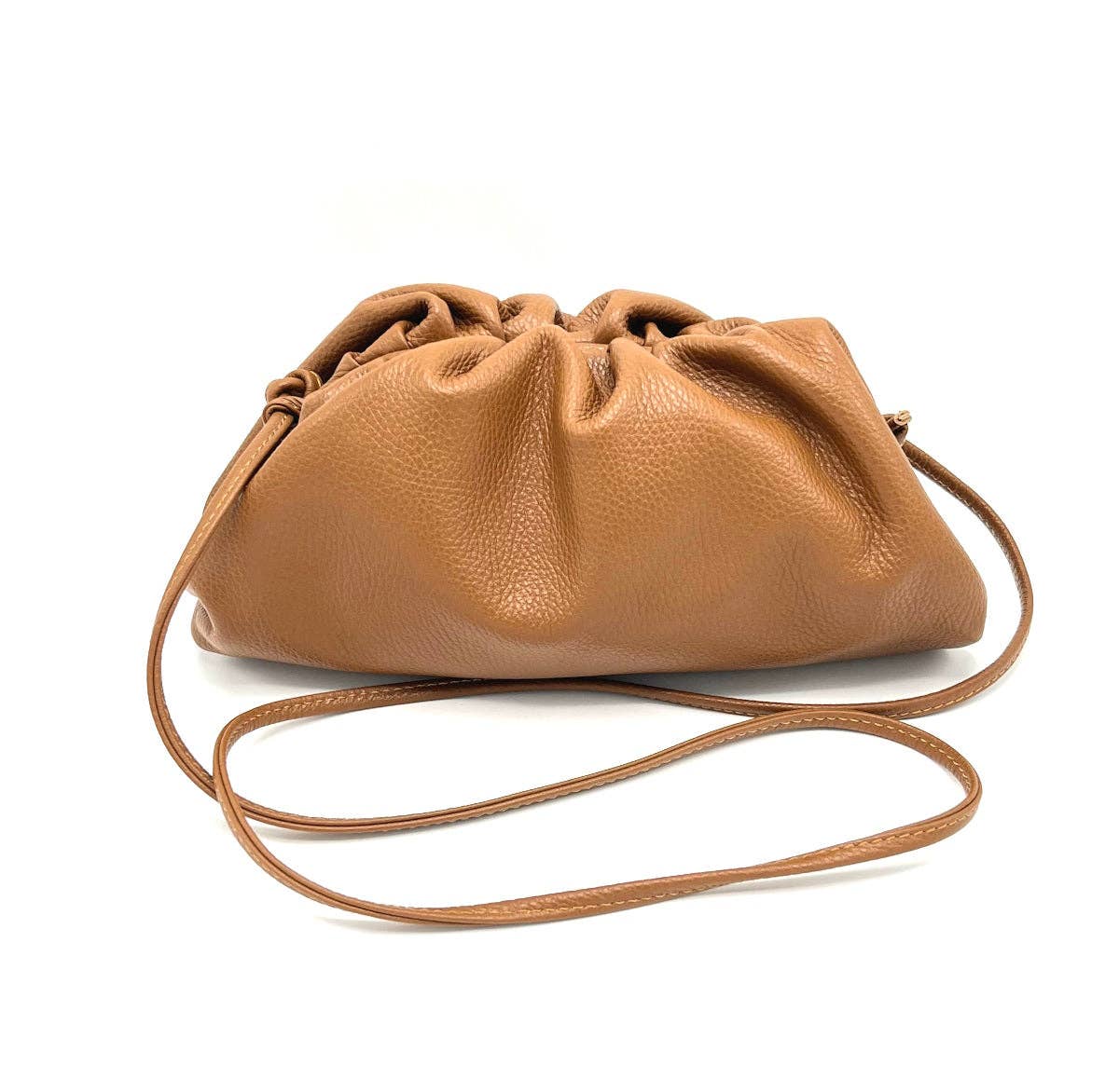 Genuine leather shoulder bag, Medium size, Made in Italy, art. 112407: Camel