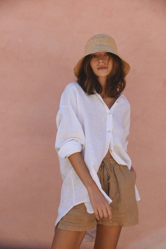 The Palma Linen Shirt - Blanco (White)