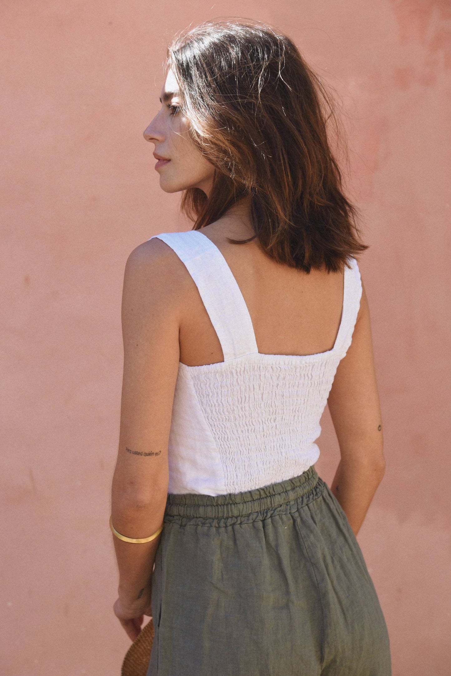 The Barcelona Linen Top -  Blanco