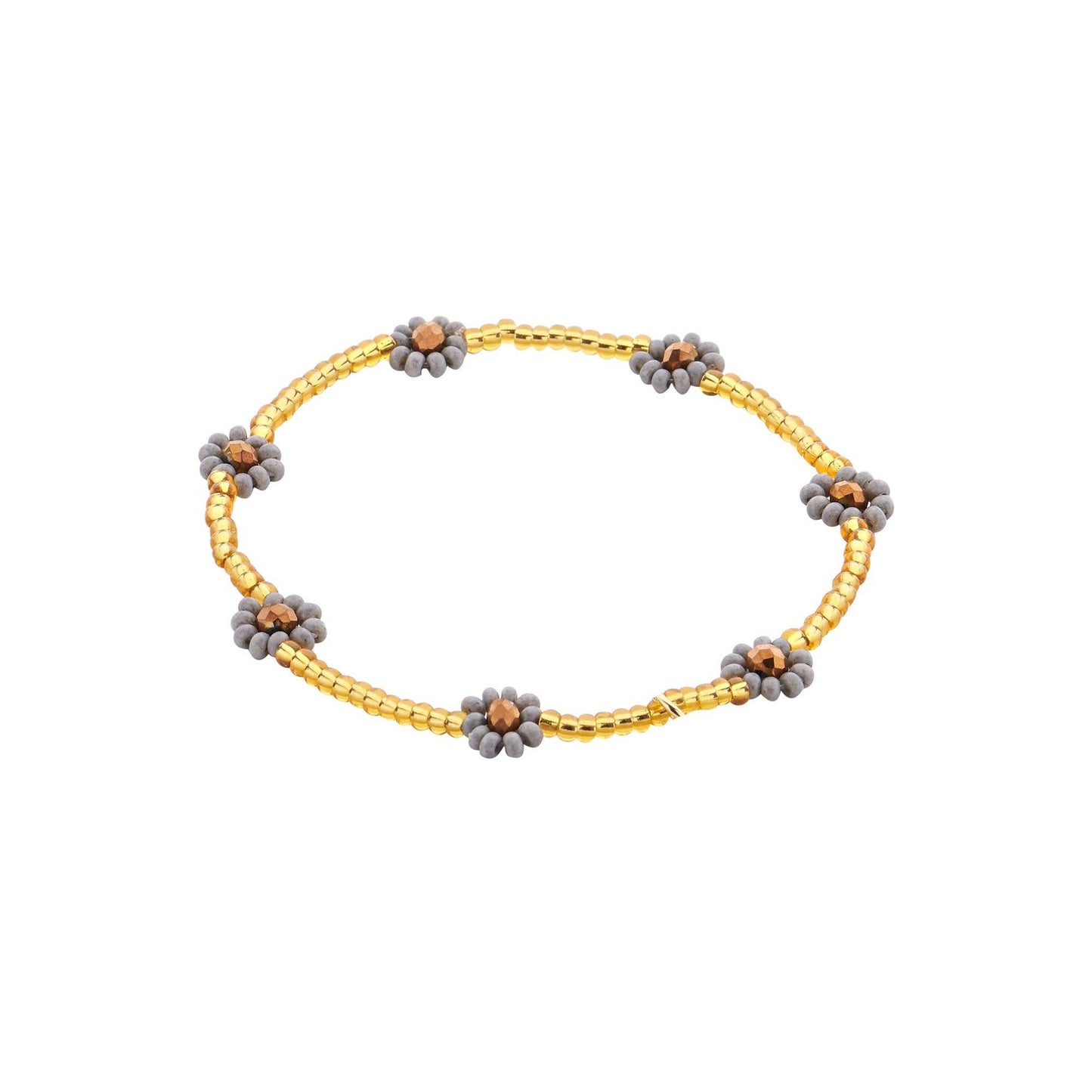 Miyuki Flower Bracelet: Beige