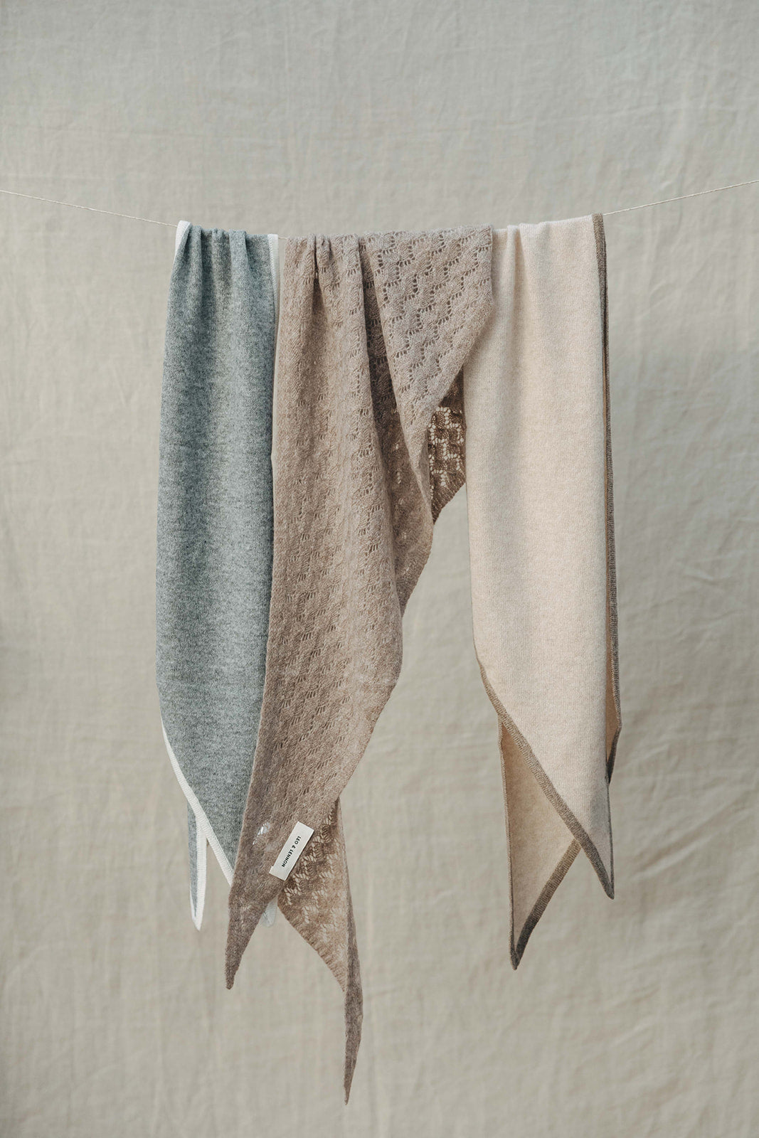 Victoria Cashmere Lace Triangle Scarf - Taupe Brown