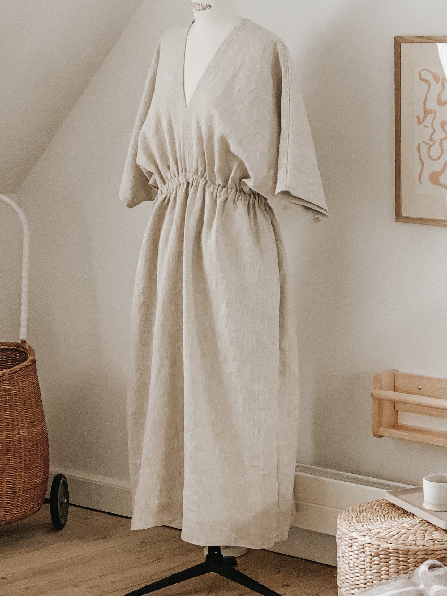 Evangeline Linen Kimono Dress - Natural