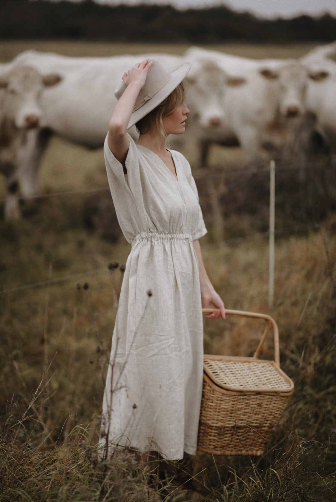 Evangeline Linen Kimono Dress - Natural